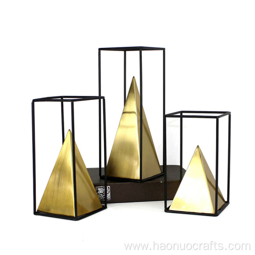 Creative Geometric Pyramid Ornaments with Iron Material